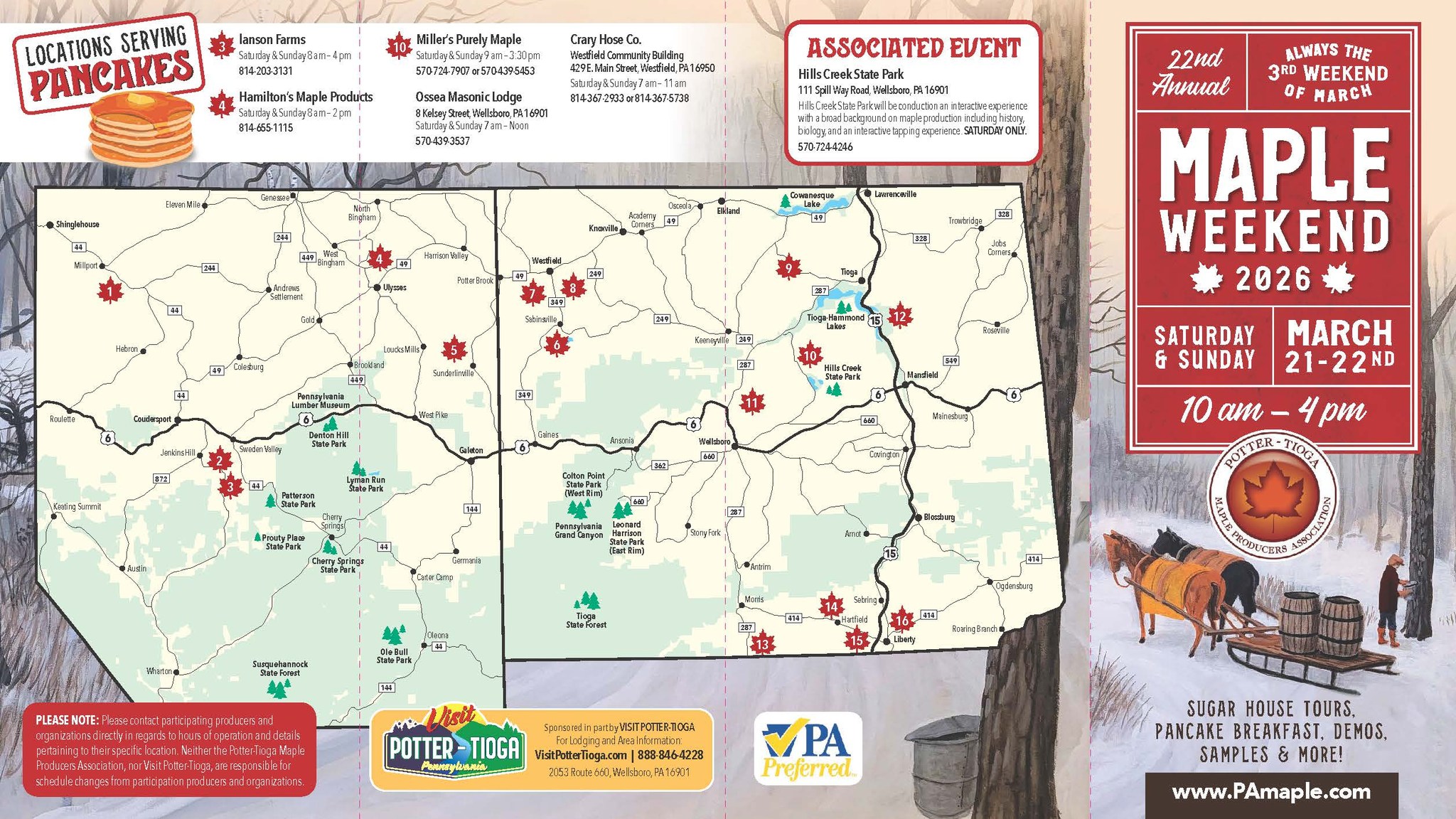 Potter Tioga Maple Weekend 2026 Kicks Off Saturday!