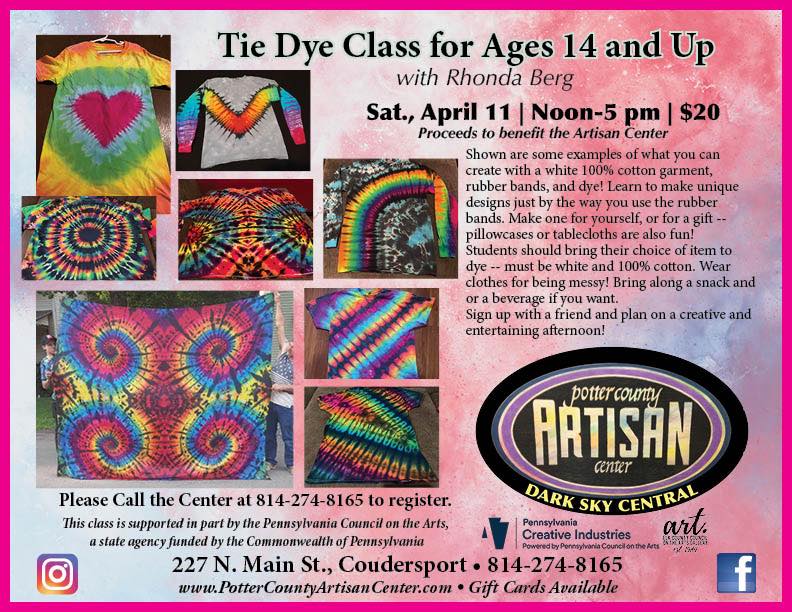 Potter County Artisan Center Offers the Art of Tie Dye Class