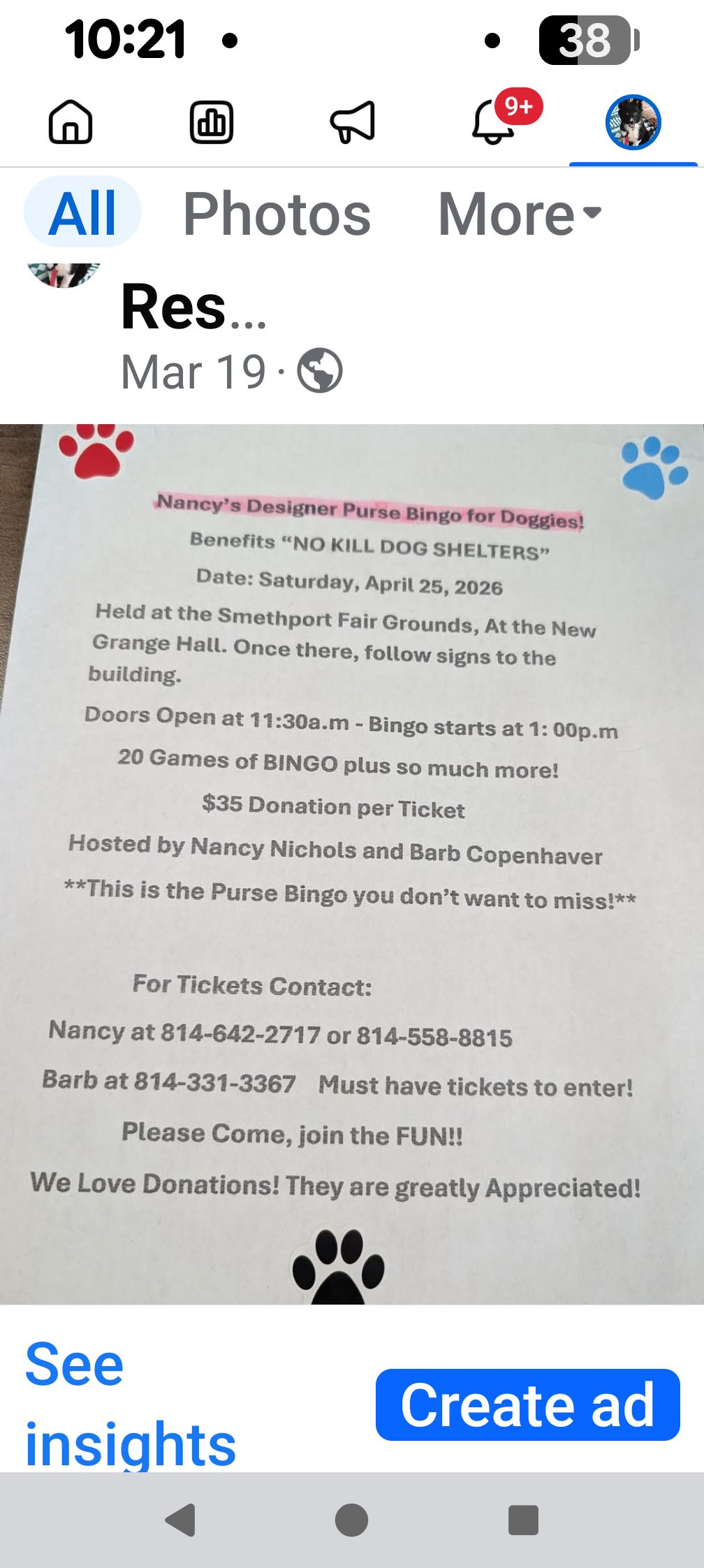 SMETHPORT DESIGNER PURSE BINGO TO BENEFIT LOCAL DOG RESCUE