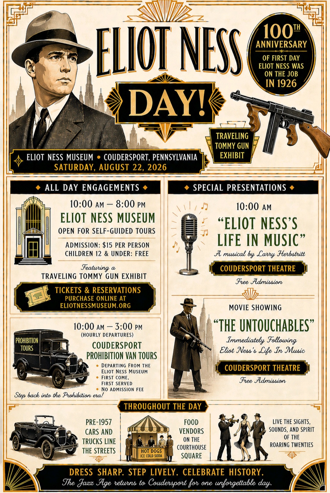 Public Event Announcement – 100th Anniversary of Eliot Ness Day in Coudersport, PA