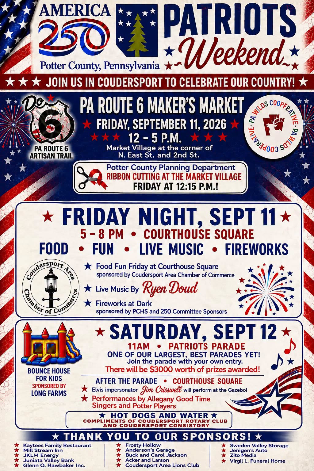 Potter County Puts on America 250 Patriot’s Weekend Parade, Fireworks, Music on the Square