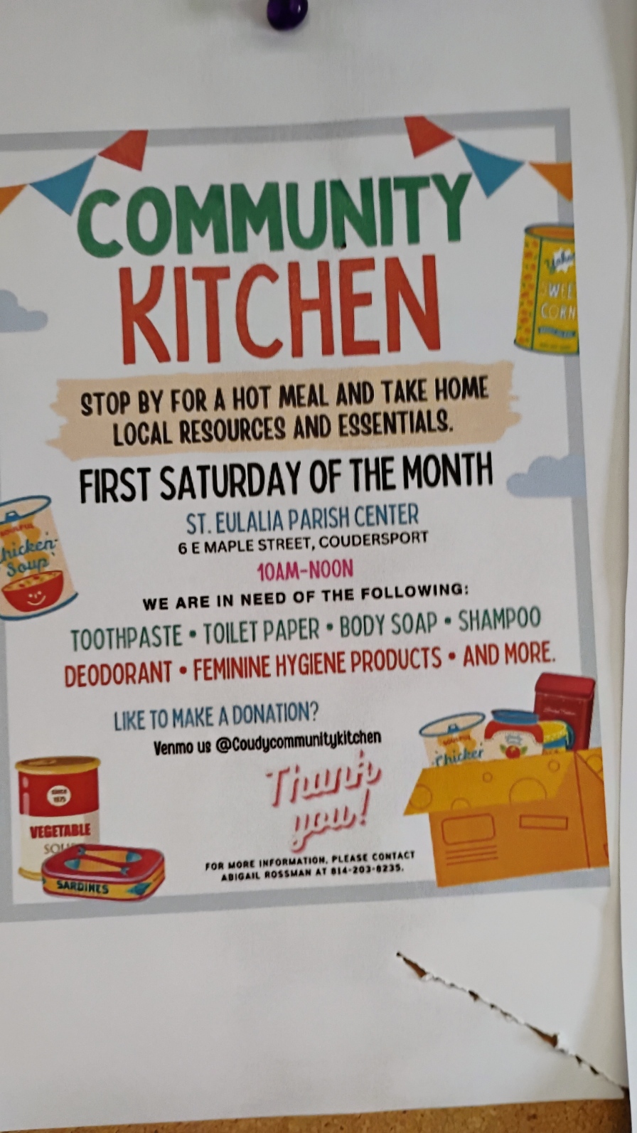 COMMUNITY KITCHEN FIRST SATURDAY OF EVERY MONTH!