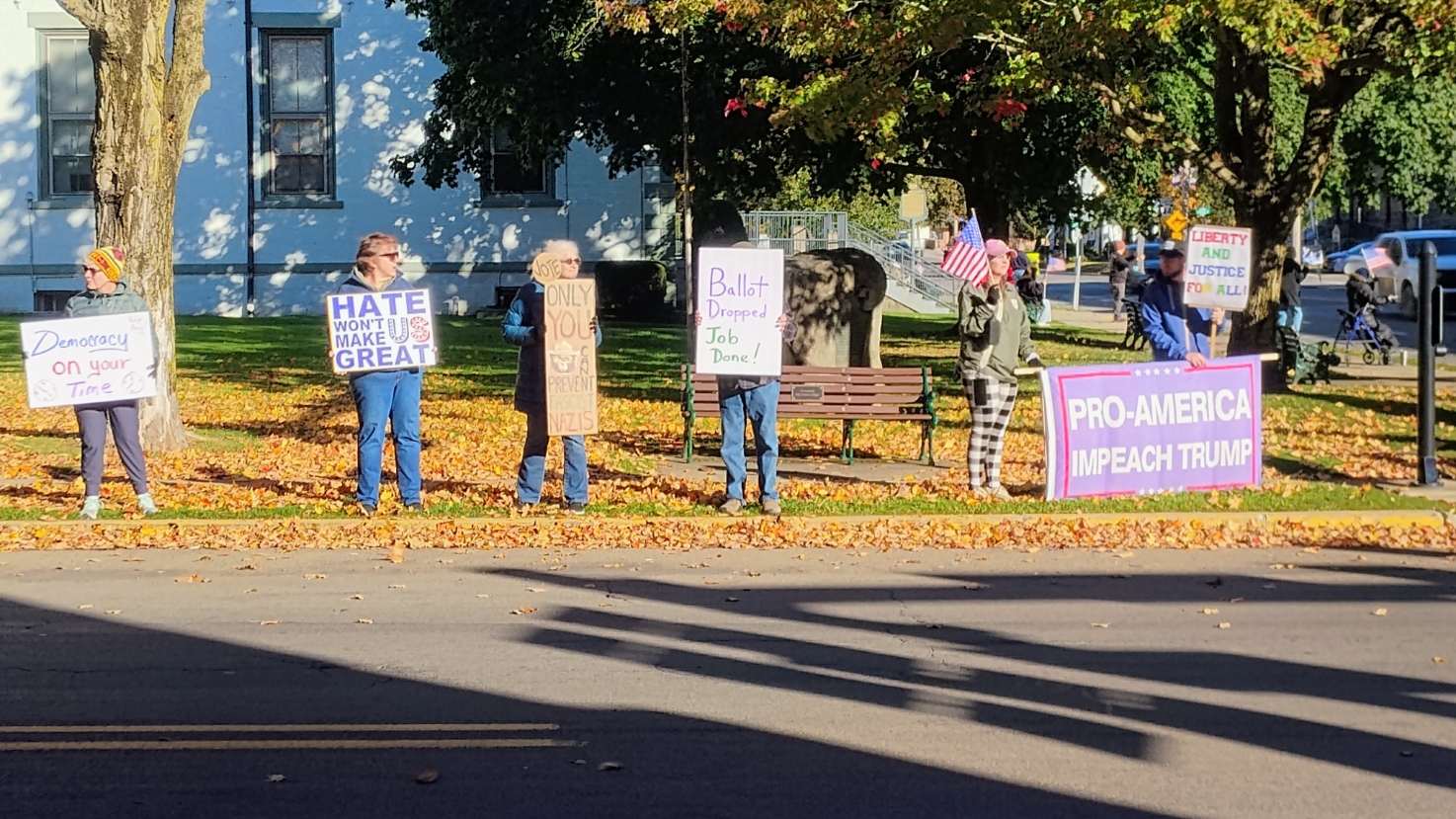 They Showed Up: Coudersport’s No Kings Rally Draws Dozens Despite Cold, Wind and Heckling