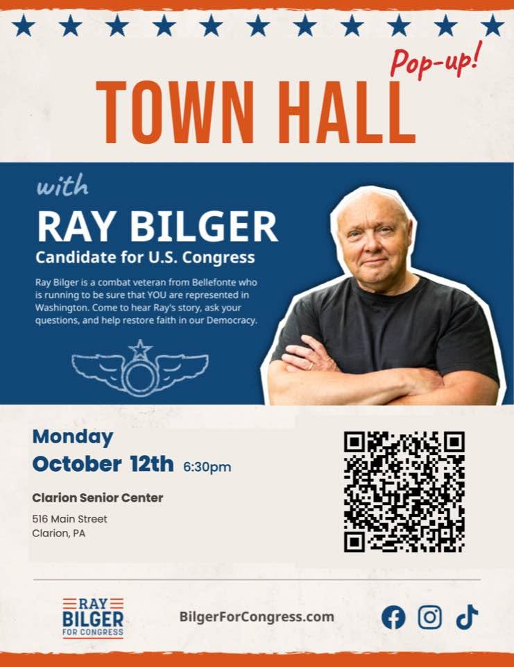 RAY BILGER TOWN HALL IN CLARION 10/12/2026